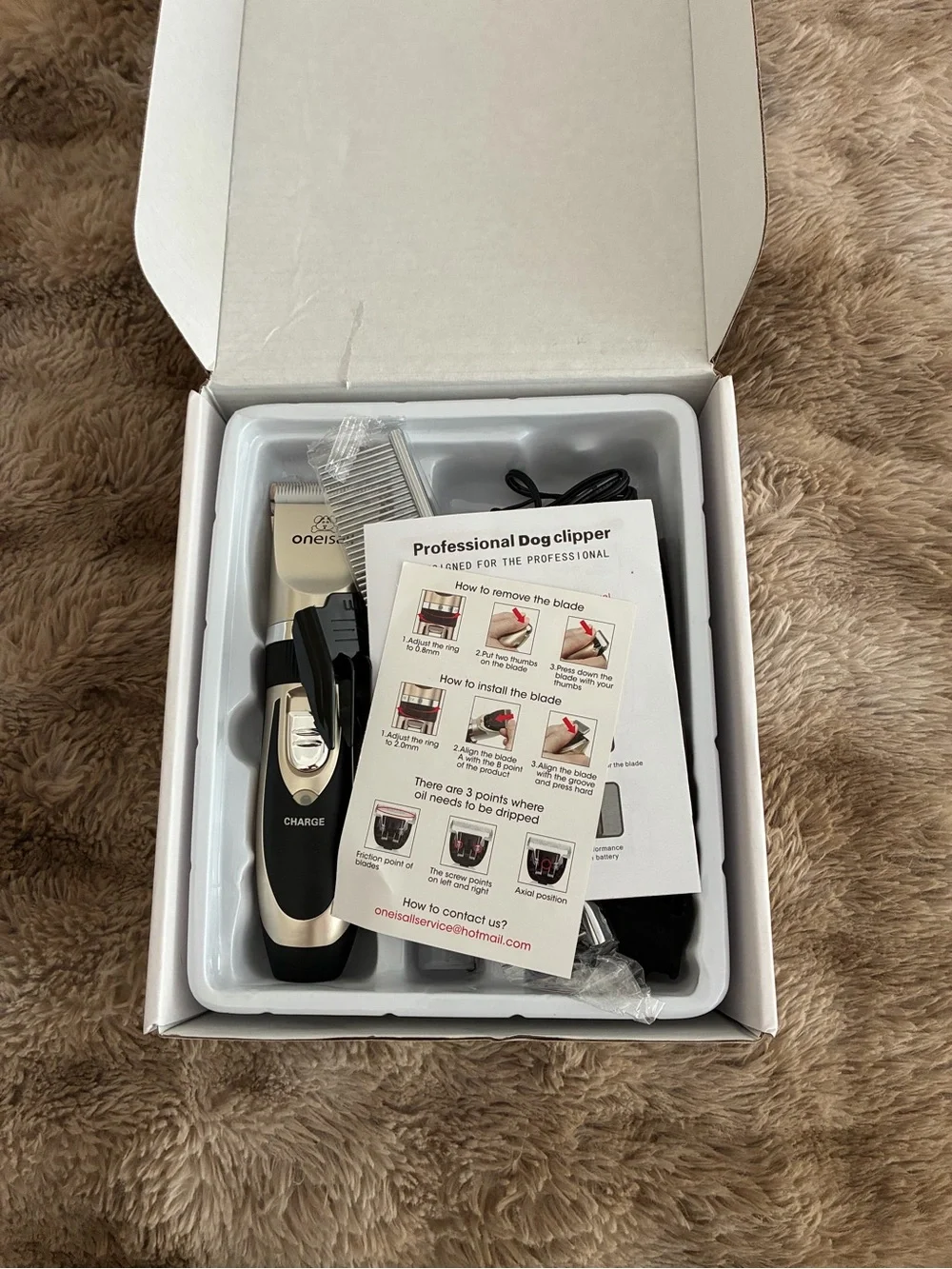 Oneisall P2 Professional Cordless Pet Clipper Kit (Open Box)